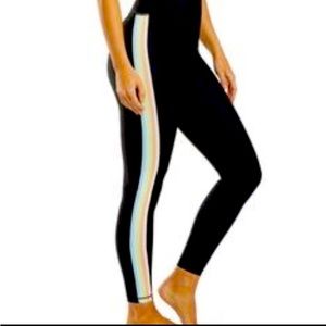 Spiritual Gangster High Rise Athletic Rainbow Side Stripe Leggings Large